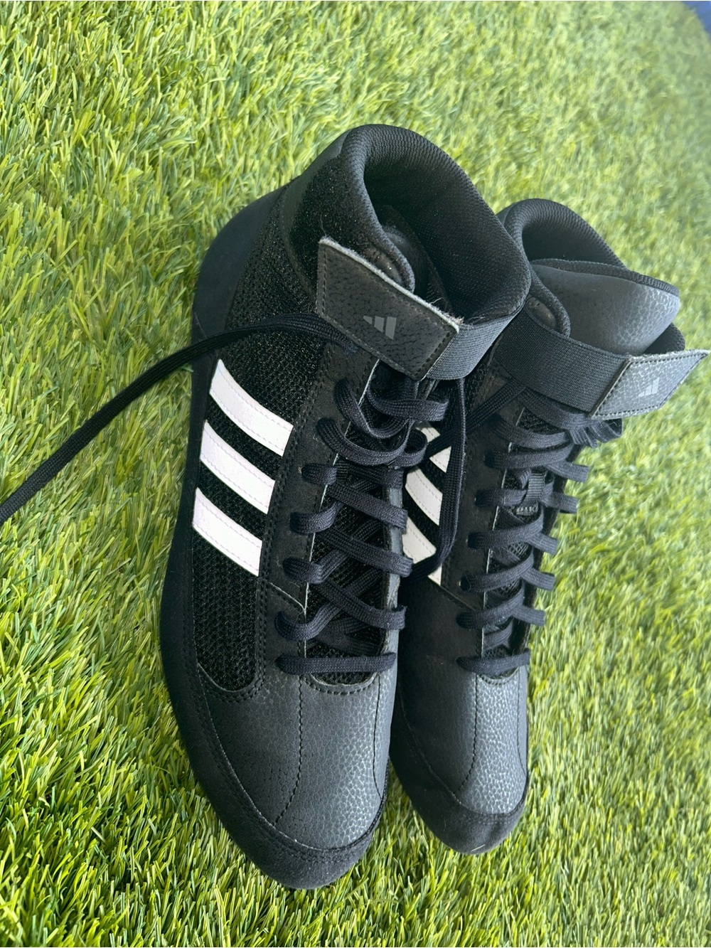adidas Unisex Wrestling shoes black  and White High-Top Athletic Sneakers